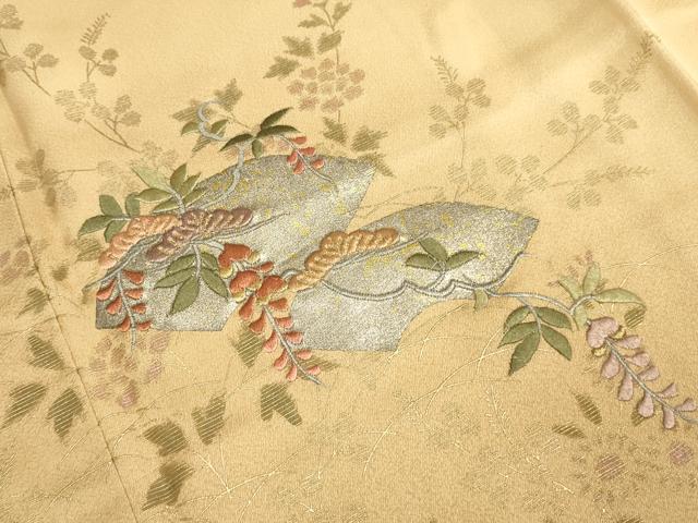 平和屋着物●訪問着 刺繍 地紙花松文 暈し染め 金銀彩 正絹 逸品 未使用 DABJ6641du