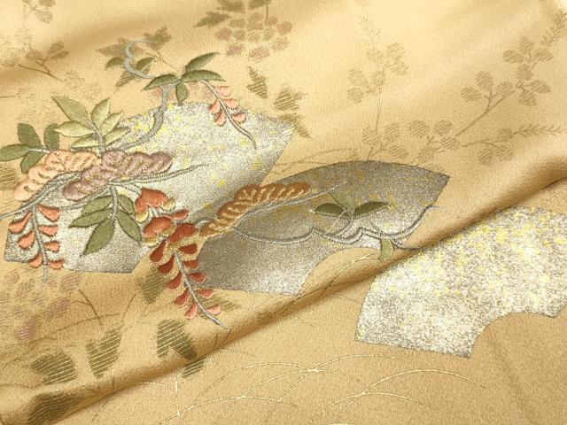 平和屋着物●訪問着 刺繍 地紙花松文 暈し染め 金銀彩 正絹 逸品 未使用 DABJ6641du