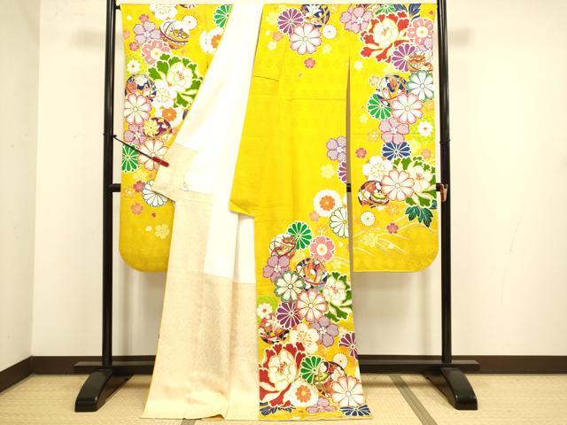 平和屋着物●豪華振袖 刺繍 花毬文 折り鶴 独楽 金彩 正絹 逸品 DABJ6643du