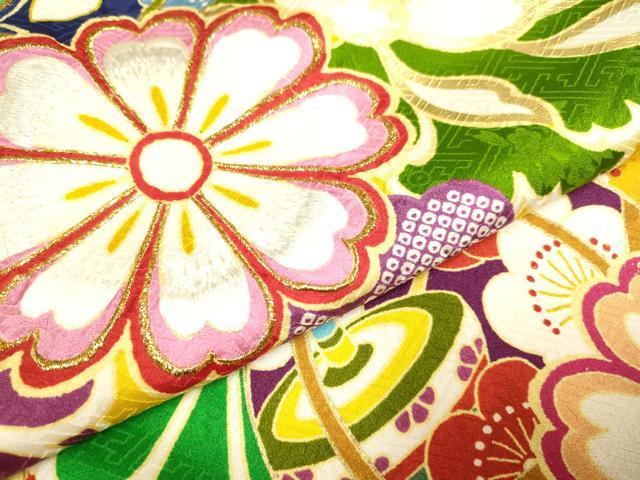 平和屋着物●豪華振袖 刺繍 花毬文 折り鶴 独楽 金彩 正絹 逸品 DABJ6643du
