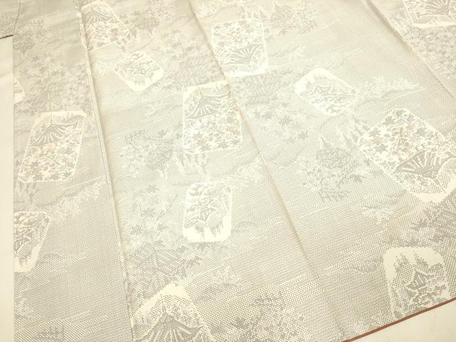 平和屋着物●本場大島紬 白大島 120亀甲 色紙風景文 正絹 逸品 DABJ6645du