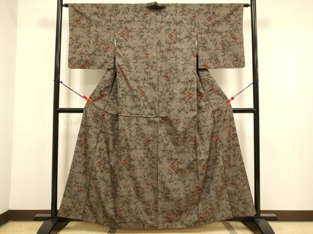 平和屋着物●本場大島紬 7マルキ 草花文 正絹 逸品 DABJ6653du