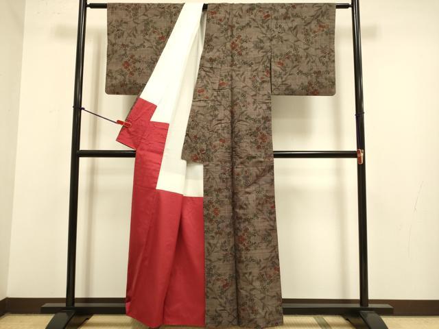 平和屋着物●本場大島紬 7マルキ 草花文 正絹 逸品 DABJ6653du