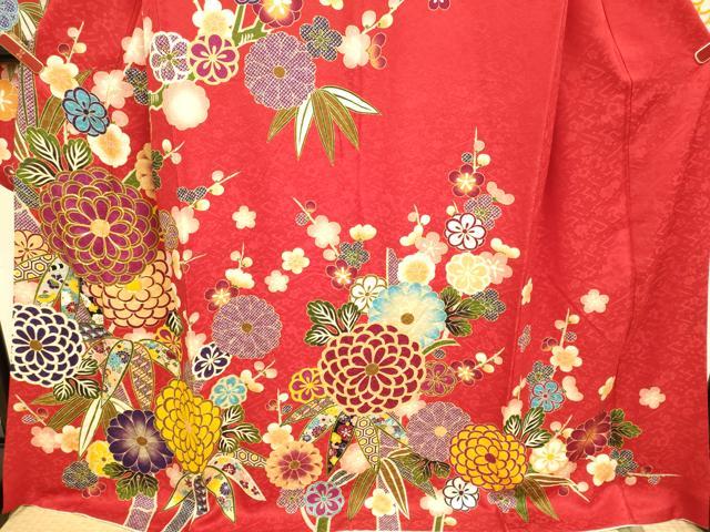 平和屋着物●豪華振袖 駒刺繍 吉祥花文 正絹 逸品 DABJ6656du