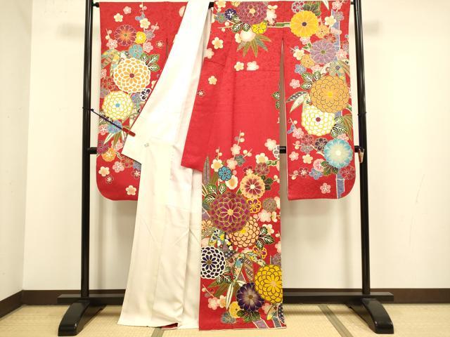 平和屋着物●豪華振袖 駒刺繍 吉祥花文 正絹 逸品 DABJ6656du