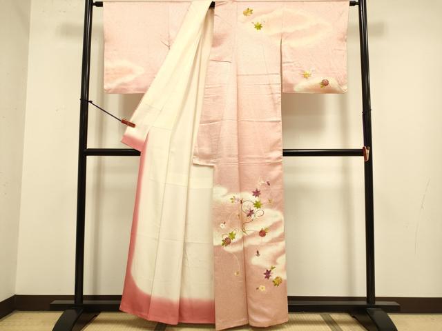 平和屋着物●訪問着 駒刺繍 総刺繍 花楓文 正絹 逸品 DABJ6667du