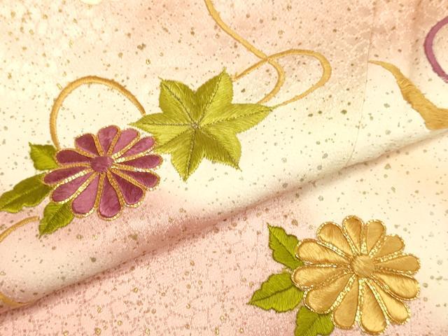 平和屋着物●訪問着 駒刺繍 総刺繍 花楓文 正絹 逸品 DABJ6667du