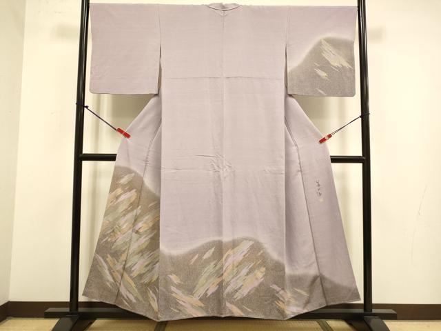 平和屋着物●訪問着 作家物 抽象文様 暈し染め 金彩 正絹 逸品 DABJ6685du
