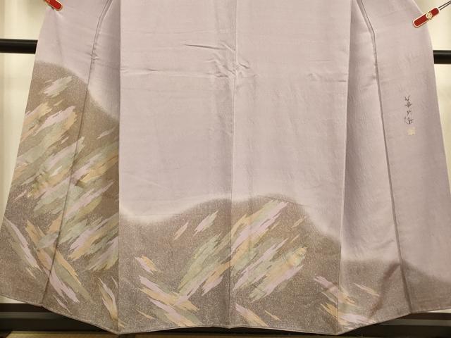 平和屋着物●訪問着 作家物 抽象文様 暈し染め 金彩 正絹 逸品 DABJ6685du