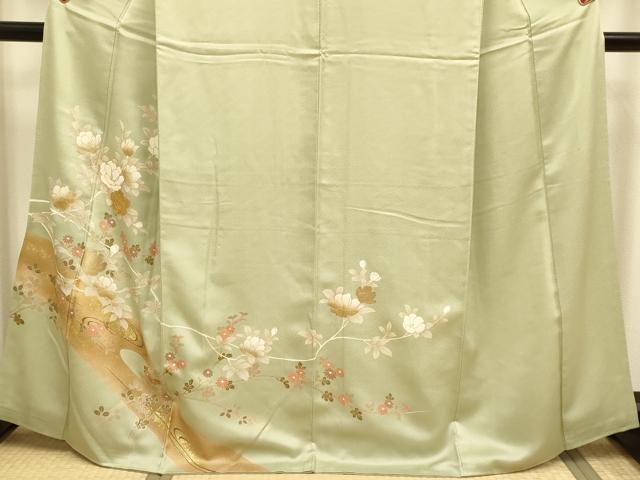 平和屋着物●訪問着 駒刺繍 枝花文 金彩 正絹 逸品 DABJ6692du
