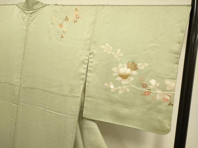 平和屋着物●訪問着 駒刺繍 枝花文 金彩 正絹 逸品 DABJ6692du