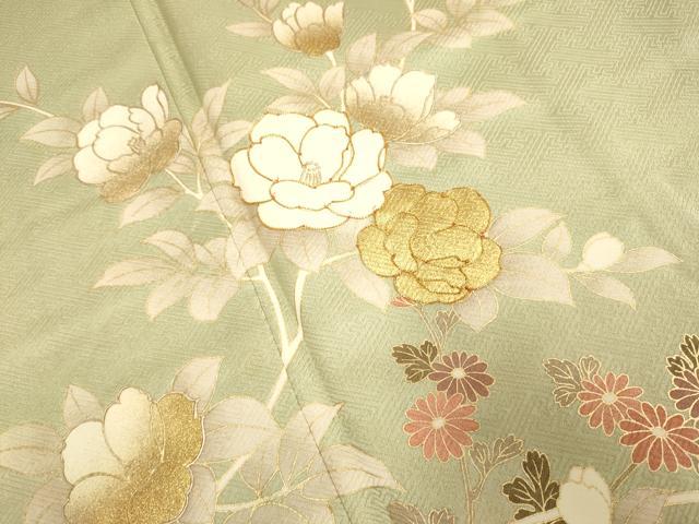 平和屋着物●訪問着 駒刺繍 枝花文 金彩 正絹 逸品 DABJ6692du