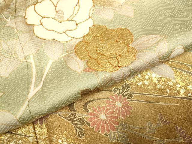平和屋着物●訪問着 駒刺繍 枝花文 金彩 正絹 逸品 DABJ6692du