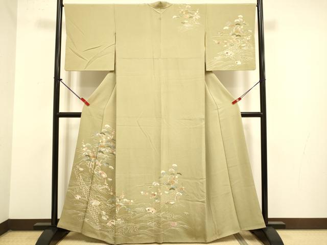 平和屋着物●訪問着 刺繍 松竹梅 暈し染め 金彩 正絹 逸品 DABJ6694du