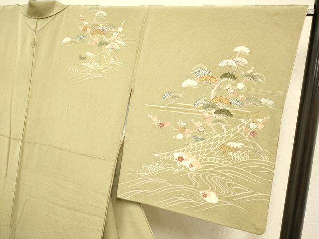 平和屋着物●訪問着 刺繍 松竹梅 暈し染め 金彩 正絹 逸品 DABJ6694du