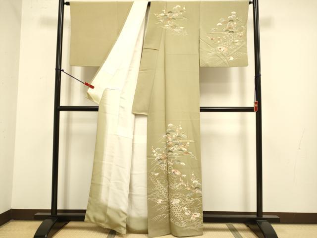 平和屋着物●訪問着 刺繍 松竹梅 暈し染め 金彩 正絹 逸品 DABJ6694du