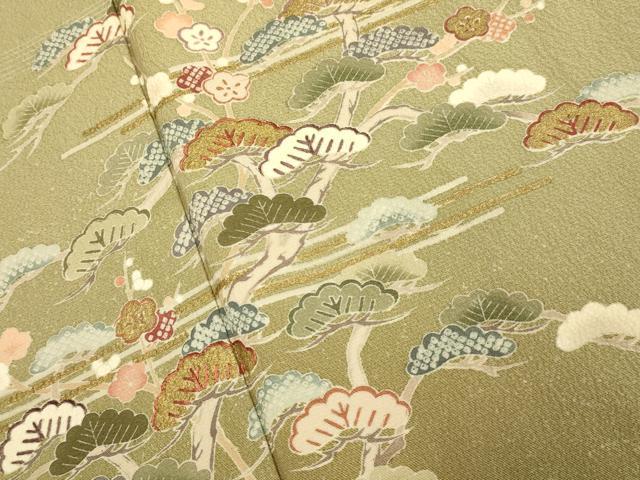 平和屋着物●訪問着 刺繍 松竹梅 暈し染め 金彩 正絹 逸品 DABJ6694du