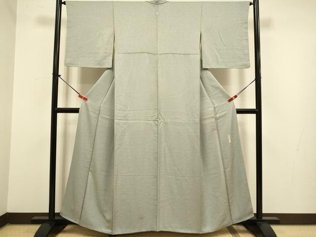 平和屋着物●上質な色無地 作家物 草木染 霞地紋 鼠色 正絹 逸品 DABJ6707du