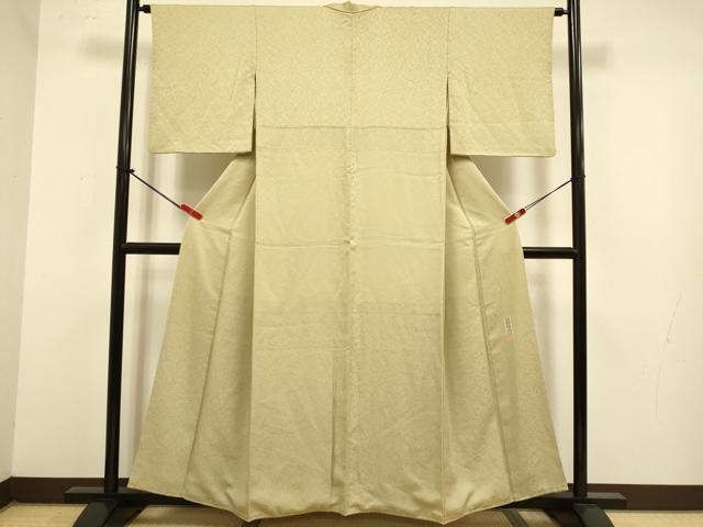 平和屋着物●上質な色無地 作家物 生粋草木 霞地紋 榛色 正絹 逸品 DABJ6709du