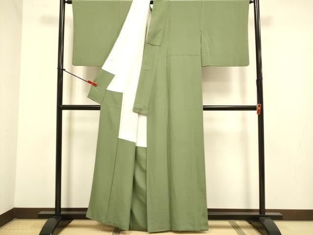 平和屋着物●上質な色無地 濃い柳茶色 正絹 逸品 DABJ6711du