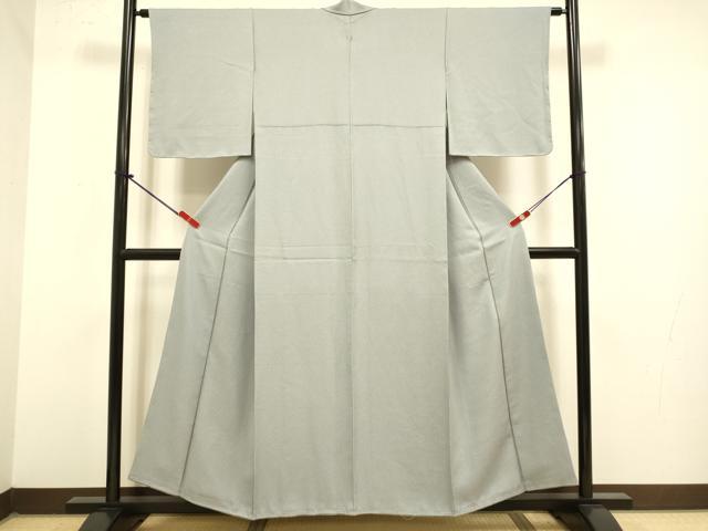 平和屋着物●上質な色無地 干割れ地紋 銀鼠色 正絹 逸品 DABJ6713du