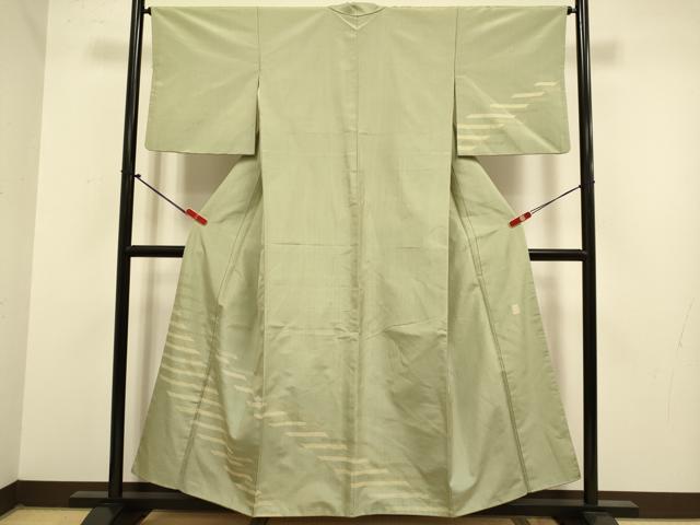 平和屋着物●訪問着 紬地 作家物 横段文 正絹 逸品 DABJ6717du