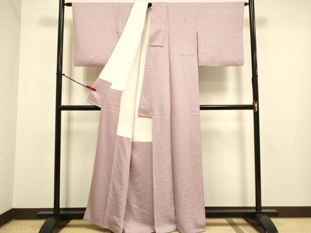 平和屋着物●上質な色無地 南天染 南天地紋 薄柿色 正絹 逸品 DABJ6722du