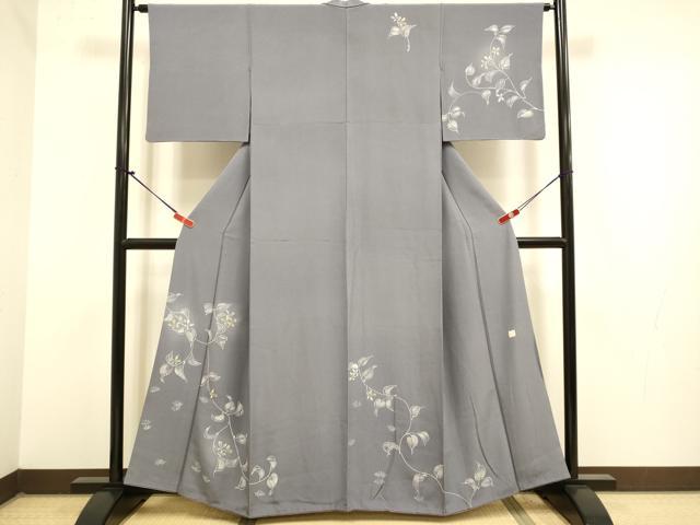 平和屋着物●訪問着 作家物 草花文 ろうけつ染め 正絹 逸品 DABJ6728du