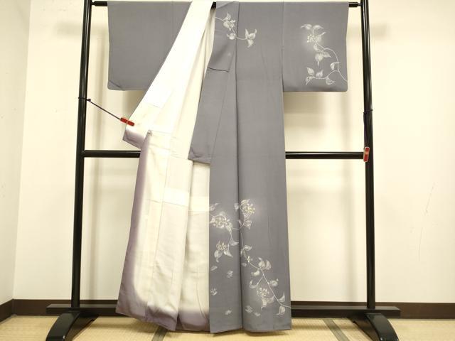 平和屋着物●訪問着 作家物 草花文 ろうけつ染め 正絹 逸品 DABJ6728du