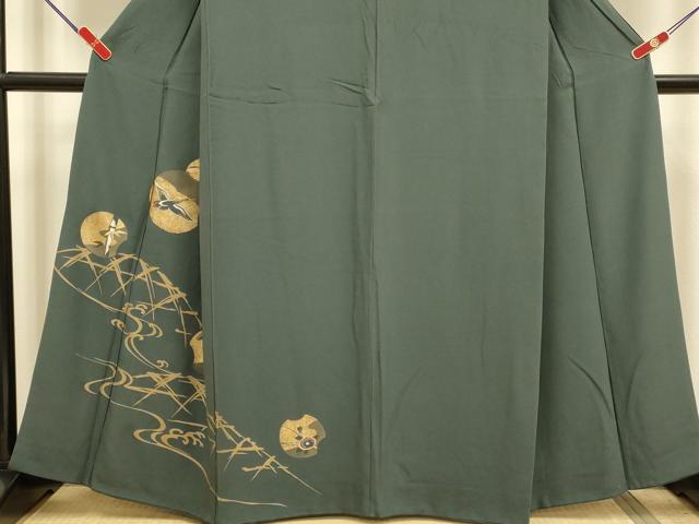 平和屋着物●訪問着 刺繍 飛鶴風景文 松竹梅 金彩 正絹 逸品 DABJ6733du