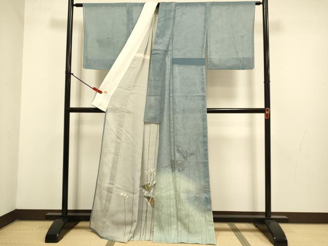 平和屋着物▽訪問着 無双 紗袷 紗×紗 鴛鴦花文 暈し染め 金彩 銀座越後屋扱い 正絹 逸品 DABJ6888du