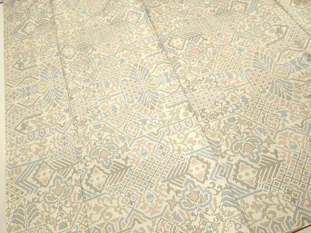 平和屋着物●本場大島紬 白大島 7マルキ 洋花文 正絹 逸品 DABJ6903du