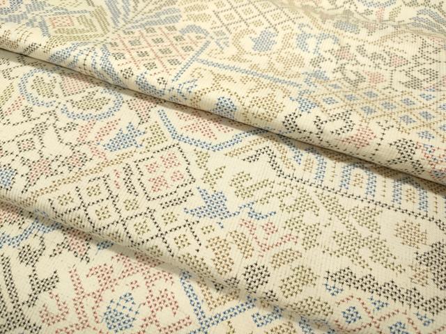 平和屋着物●本場大島紬 白大島 7マルキ 洋花文 正絹 逸品 DABJ6903du