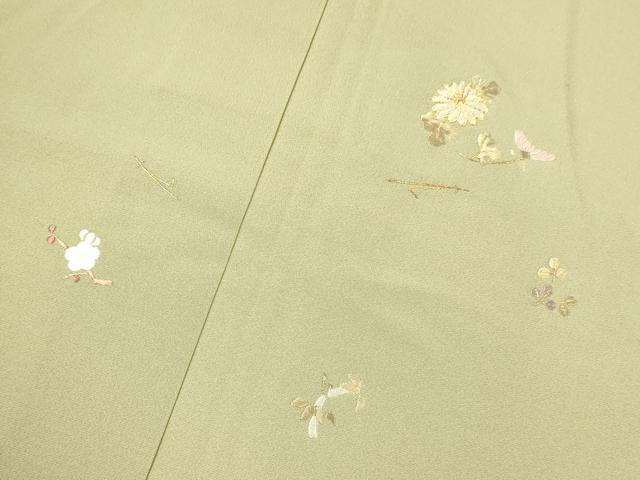 平和屋着物●訪問着 駒刺繍 総刺繍 草花文 金糸 正絹 逸品 DABJ6906du