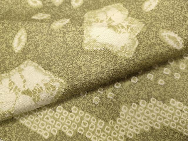 平和屋着物●本場縞大島紬 訪問着 絞り 草花文 正絹 逸品 DABJ6910du