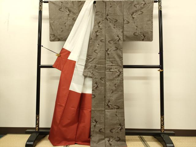 平和屋着物●本場大島紬 9マルキ 枝花文 正絹 逸品 未使用 DABJ6914du