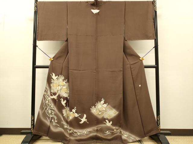 平和屋着物●豪華色留袖 作家物 駒刺繍 飛鶴枝花文 暈し染め 金彩 正絹 逸品 未使用 DABJ6928du