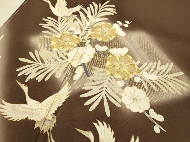 平和屋着物●豪華色留袖 作家物 駒刺繍 飛鶴枝花文 暈し染め 金彩 正絹 逸品 未使用 DABJ6928du