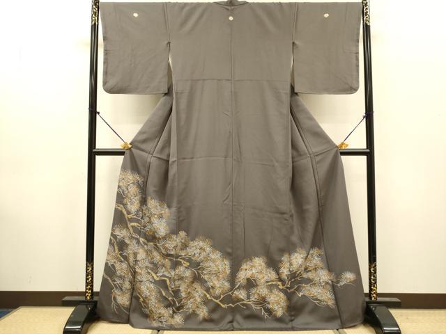 平和屋着物●銀座きしや 留袖 駒刺繍 枝松葉 金彩 正絹 逸品 DABJ6932du