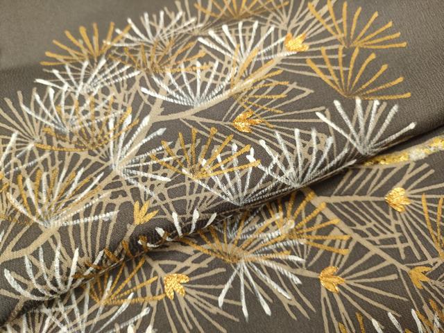 平和屋着物●銀座きしや 留袖 駒刺繍 枝松葉 金彩 正絹 逸品 DABJ6932du