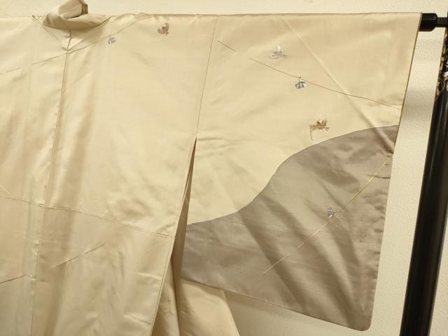 平和屋着物●訪問着 紬地 総刺繍 童子遊び 正絹 逸品 DABJ6934du