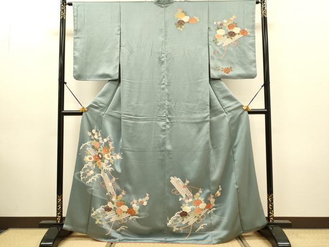 平和屋着物●訪問着 立波花筏文 金彩 正絹 逸品 DABJ6935du