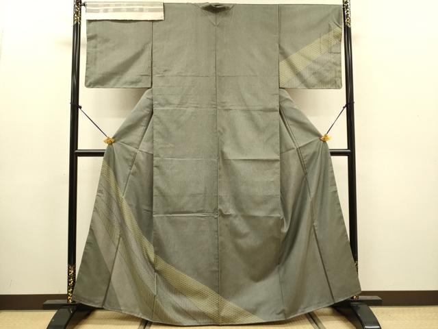 平和屋着物●本場縞大島紬 訪問着 吉祥花文 さが美扱い 反端付き 正絹 逸品 未使用 DABJ6938du