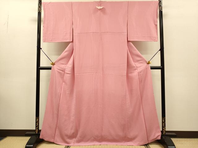 平和屋着物●上質な色無地 七宝地紋 薄紅色 やまと誂製 正絹 逸品 DABJ6944du