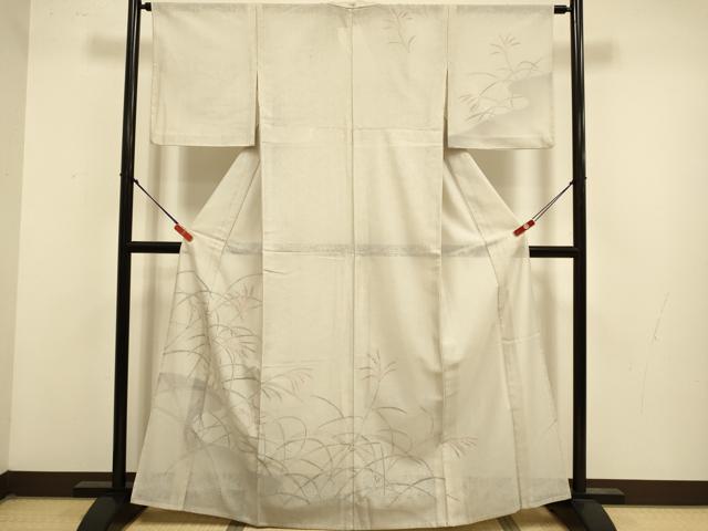 平和屋着物▽訪問着 無双 紗袷 紗×紗 草葉文 正絹 逸品 DABJ6953du