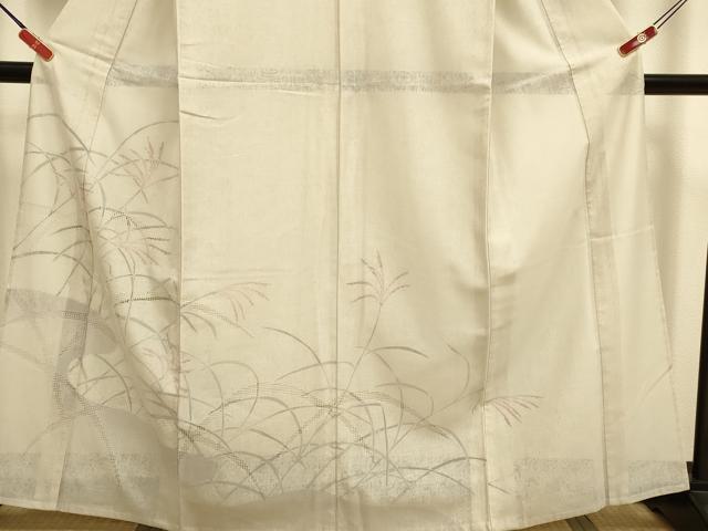 平和屋着物▽訪問着 無双 紗袷 紗×紗 草葉文 正絹 逸品 DABJ6953du