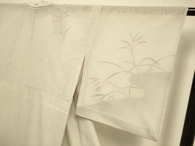 平和屋着物▽訪問着 無双 紗袷 紗×紗 草葉文 正絹 逸品 DABJ6953du
