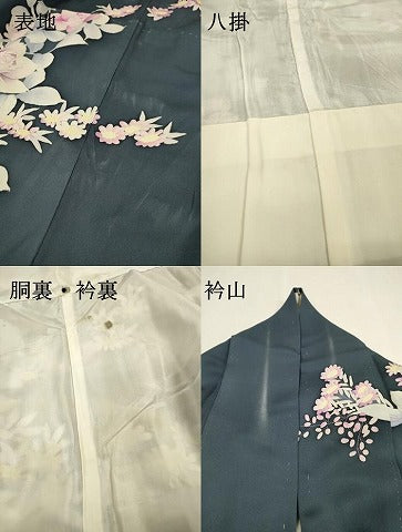 平和屋着物▼訪問着 手描き 草花 正絹 逸品 DABJ7007fe