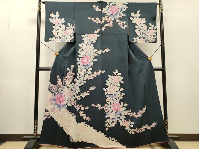 平和屋着物▼訪問着 手描き 草花 正絹 逸品 DABJ7007fe