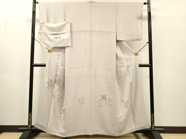 平和屋着物▼中国三大刺繍 蘇州刺繍 総刺繍 訪問着 草花 金糸 正絹 逸品 DABJ7009fe
